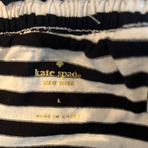 Kate Spade Black White Striped Off-Shoulder Casual Cotton Dress short sleeve L - Picture 2 of 4
